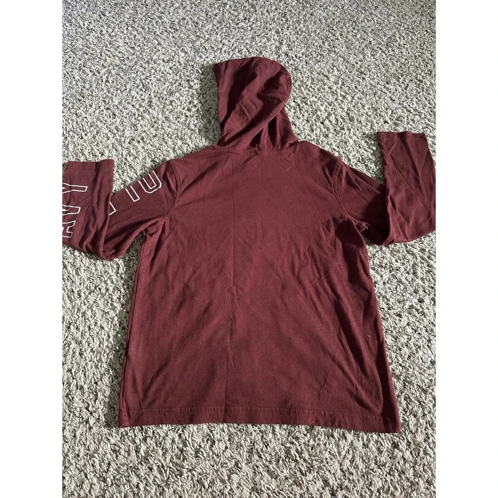 Old Navy Boys Maroon Long Sleeve Tee Hoodie Size Medium